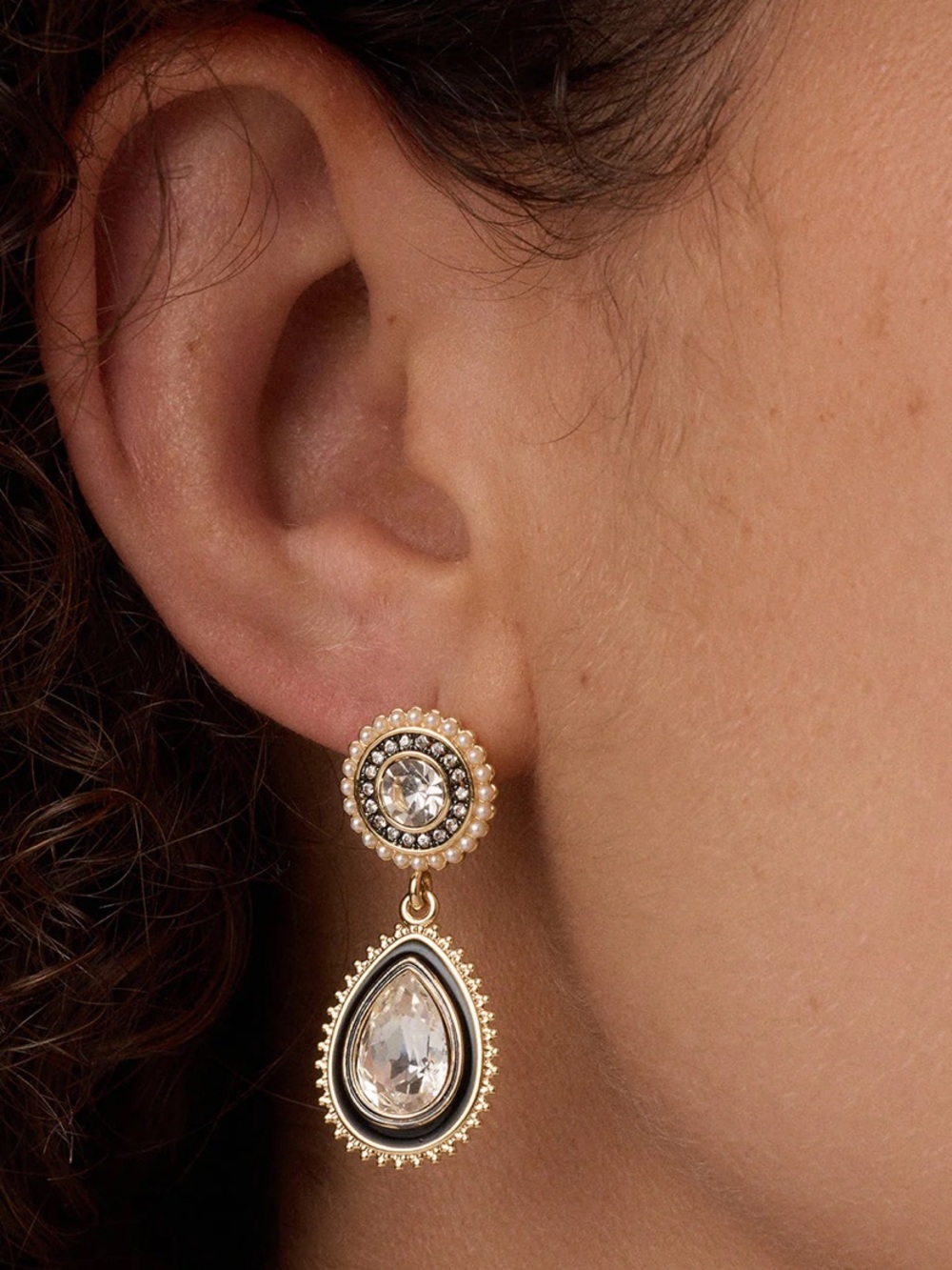 New GORJANA Vintage Drop 18K Gold Plated Earrings CZ Rare Wedding Formal